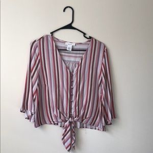 Stripped Button Down Blouse